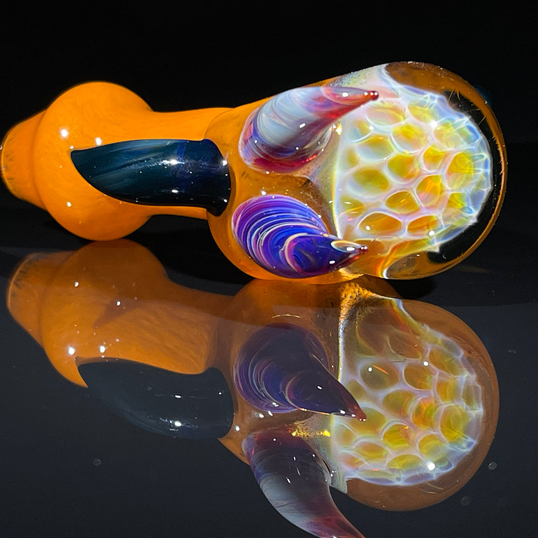 Horned Frit Honeycomb Spoon Glass Pipe Catfish Glass