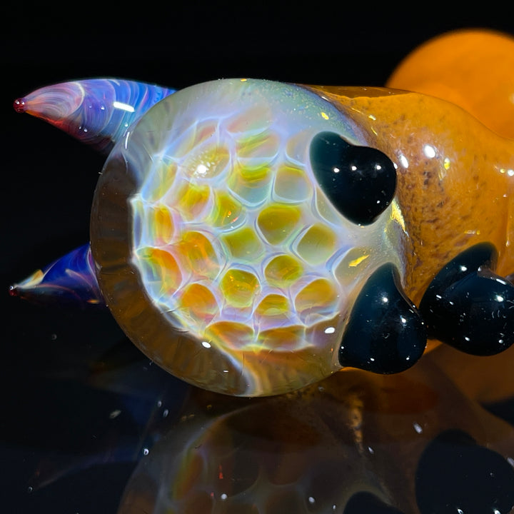 Horned Frit Honeycomb Spoon Glass Pipe Catfish Glass