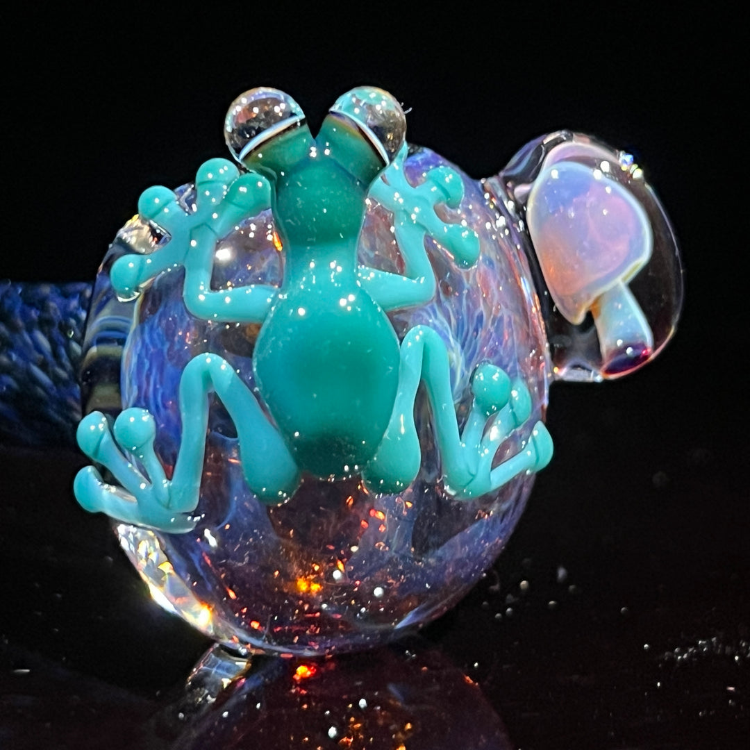 Fancy Magic Mushroom Green Frog Spoon Glass Pipe Beezy Glass