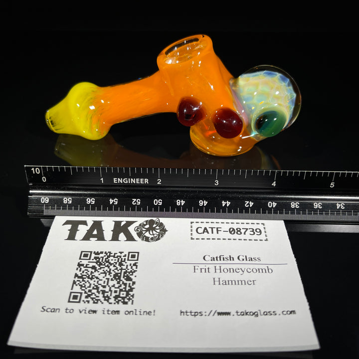 Frit Honeycomb Hammer Glass Pipe Catfish Glass