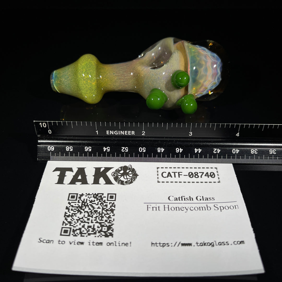 Frit Honeycomb Spoon Glass Pipe Catfish Glass