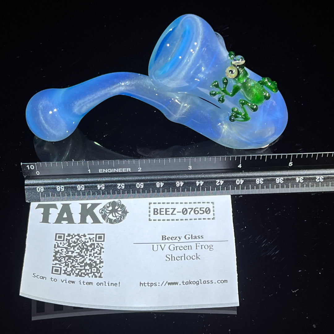 UV Green Frog Sherlock Glass Pipe Beezy Glass