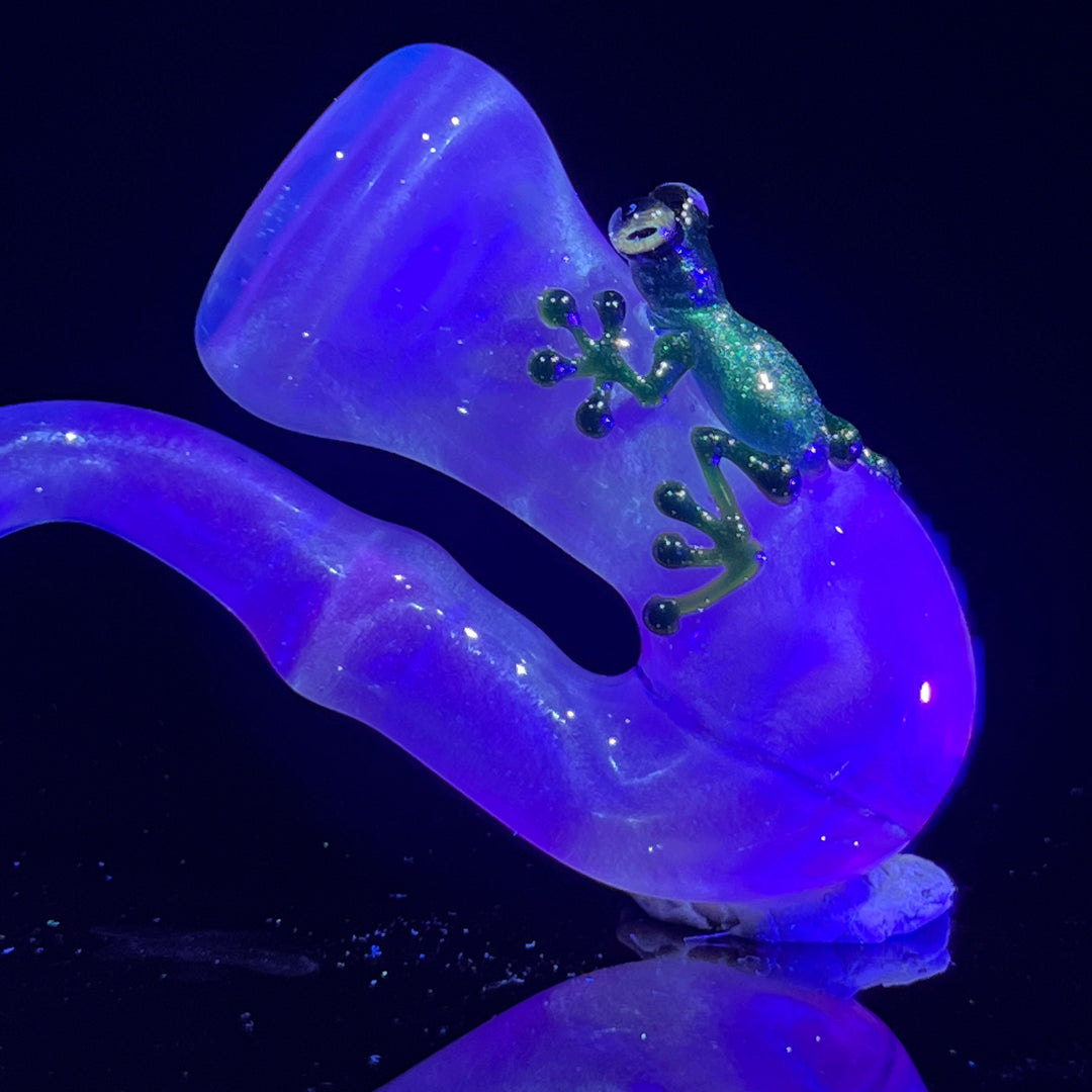 UV Green Frog Sherlock Glass Pipe Beezy Glass