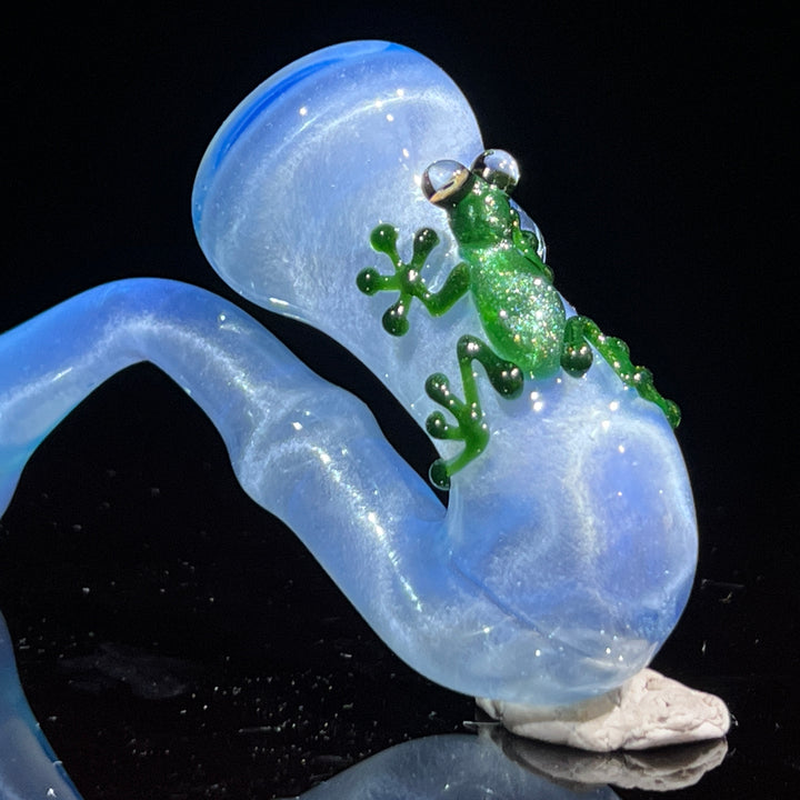 UV Green Frog Sherlock Glass Pipe Beezy Glass