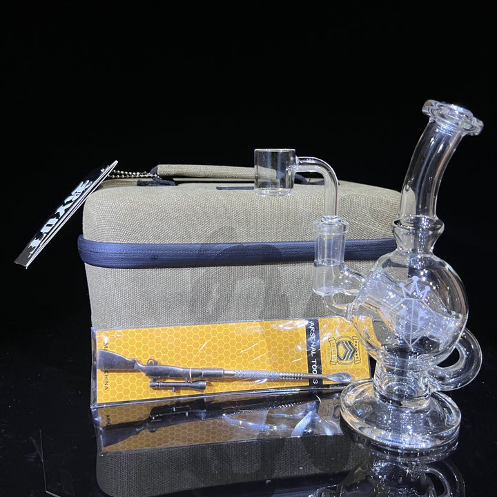 Augy 14 mm Compact Ball Recycler + Case and Dabber Combo Glass Pipe Augy Glass   