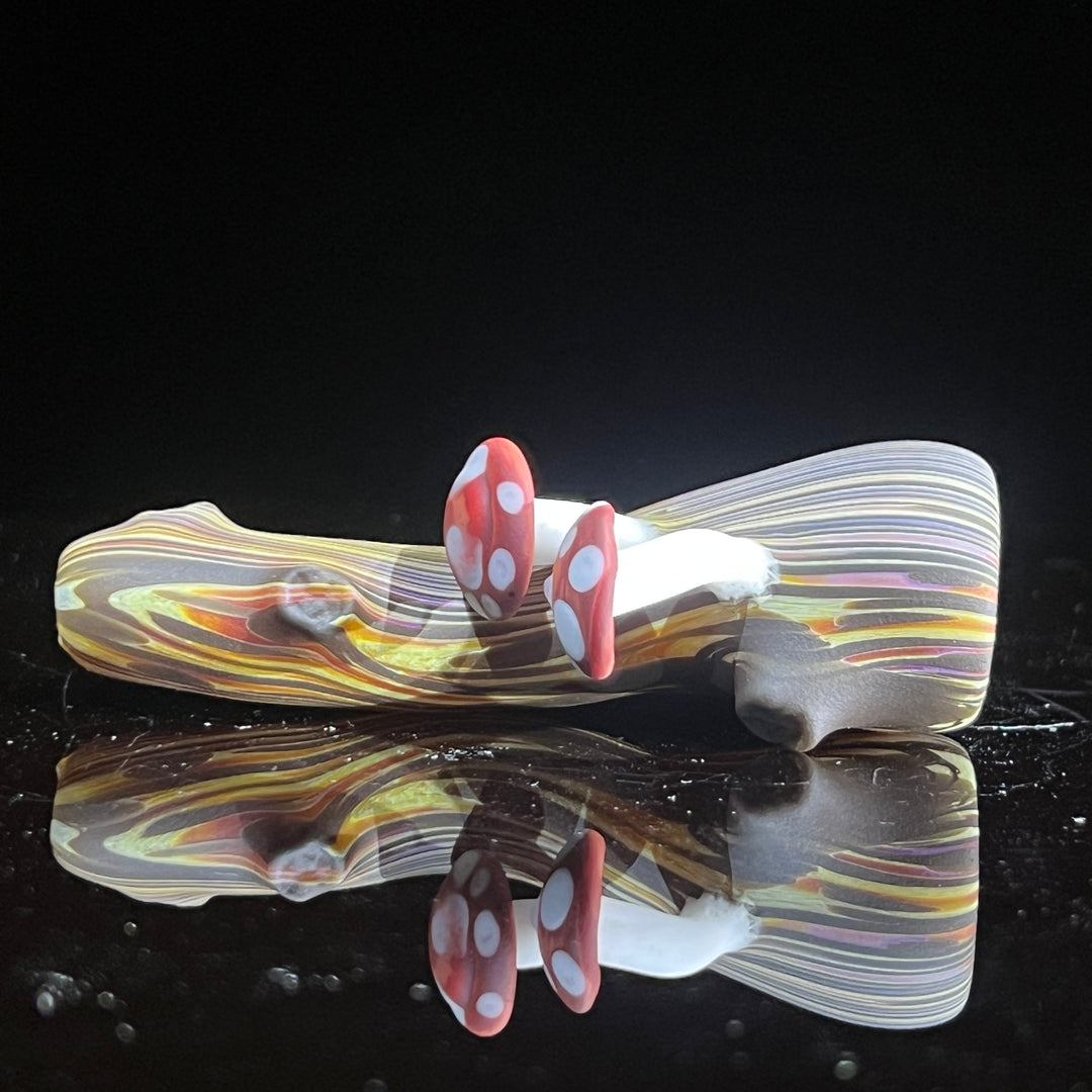 Wood Grain Mushroom Chillum Glass Pipe Wazoo Glass