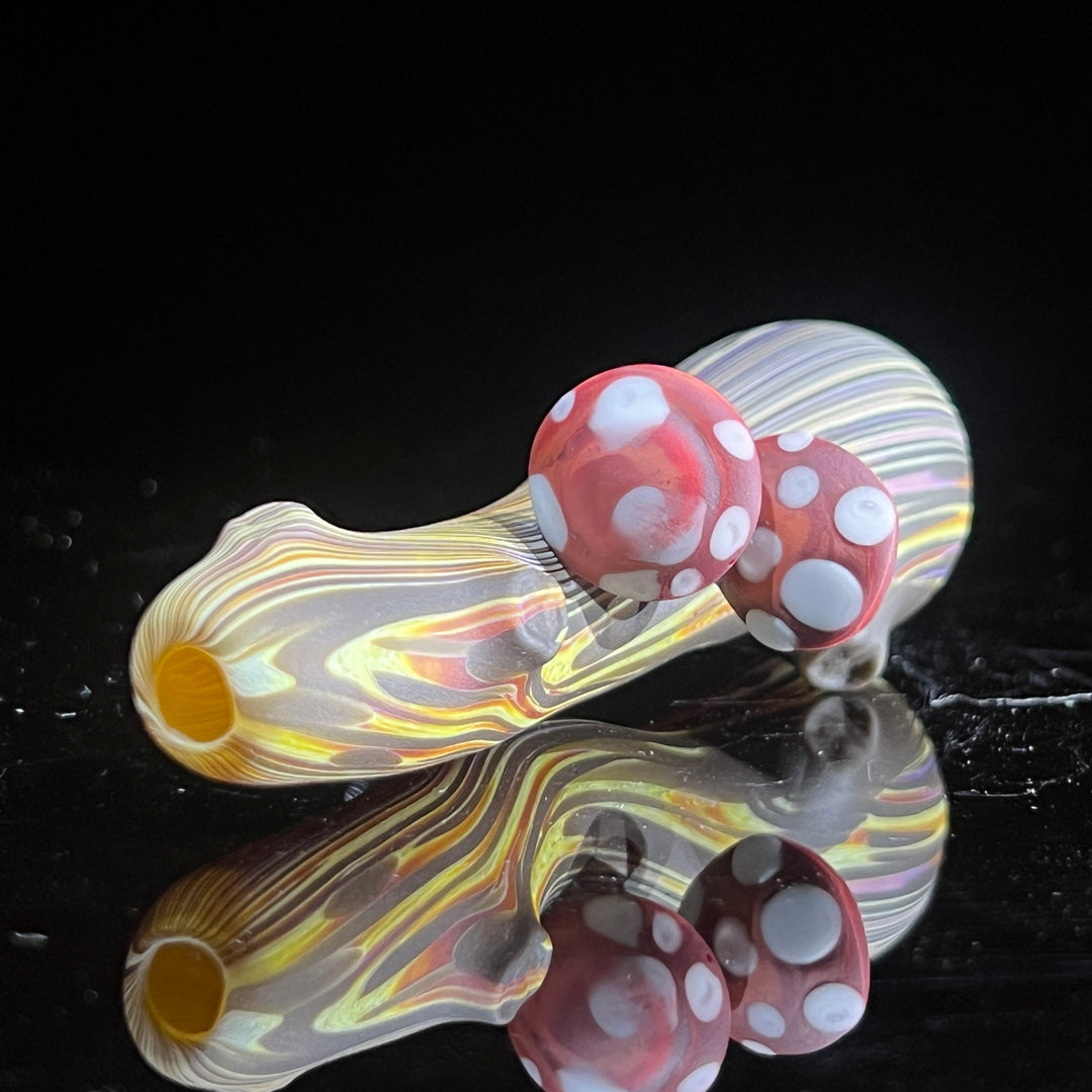 Wood Grain Mushroom Chillum Glass Pipe Wazoo Glass