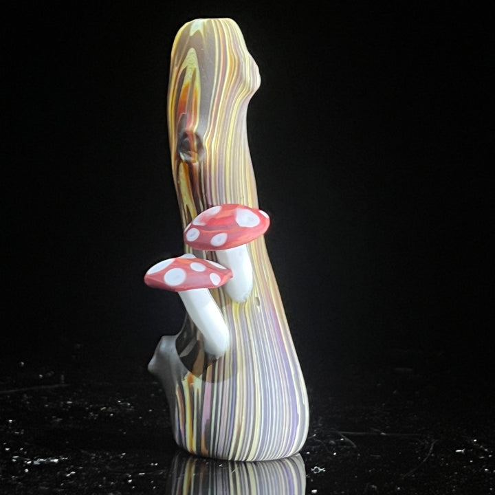 Wood Grain Mushroom Chillum Glass Pipe Wazoo Glass