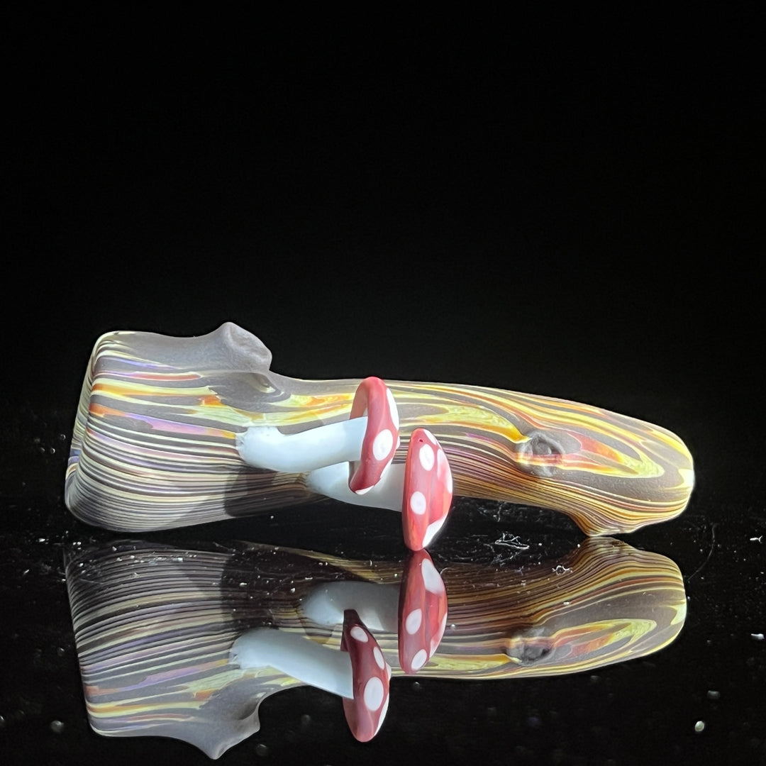 Wood Grain Mushroom Chillum Glass Pipe Wazoo Glass