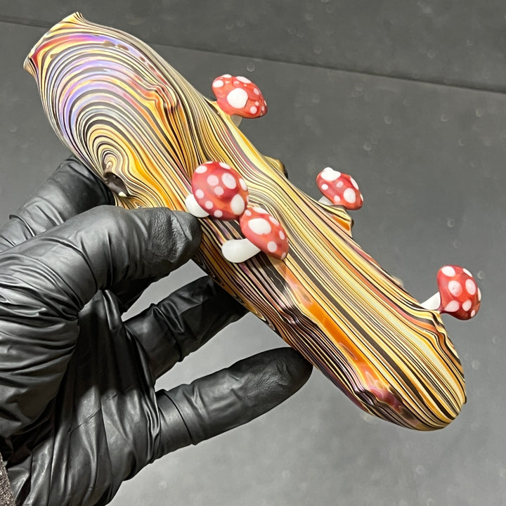 Wood Grain Mushroom Steam Roller Glass Pipe Wazoo Glass