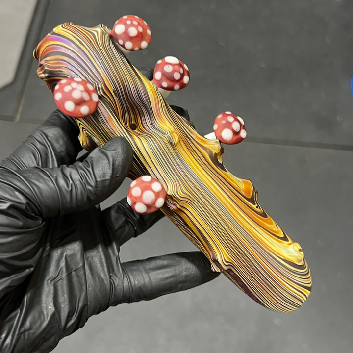 Wood Grain Mushroom Steam Roller Glass Pipe Wazoo Glass