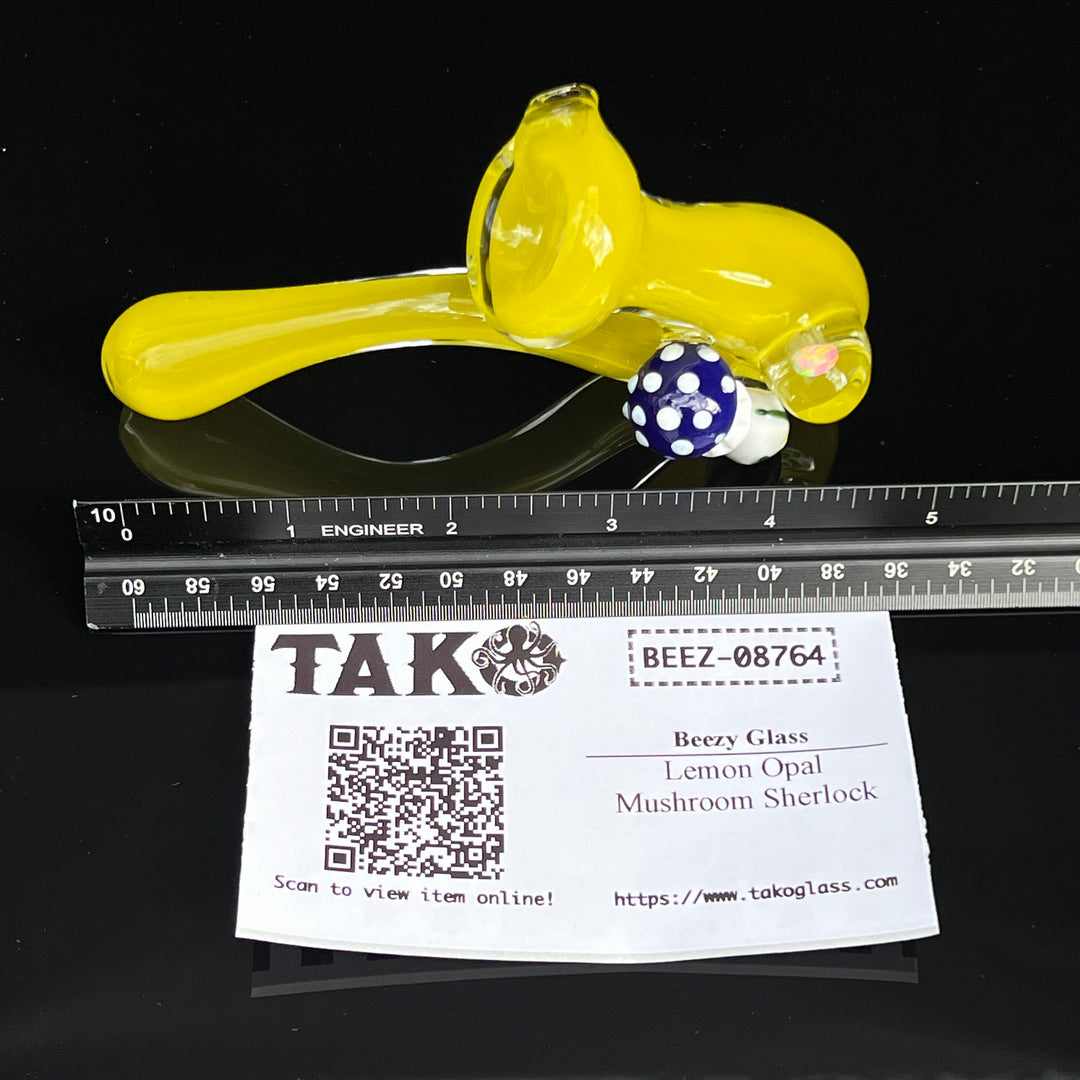 Lemon Opal Mushroom Sherlock Glass Pipe Beezy Glass