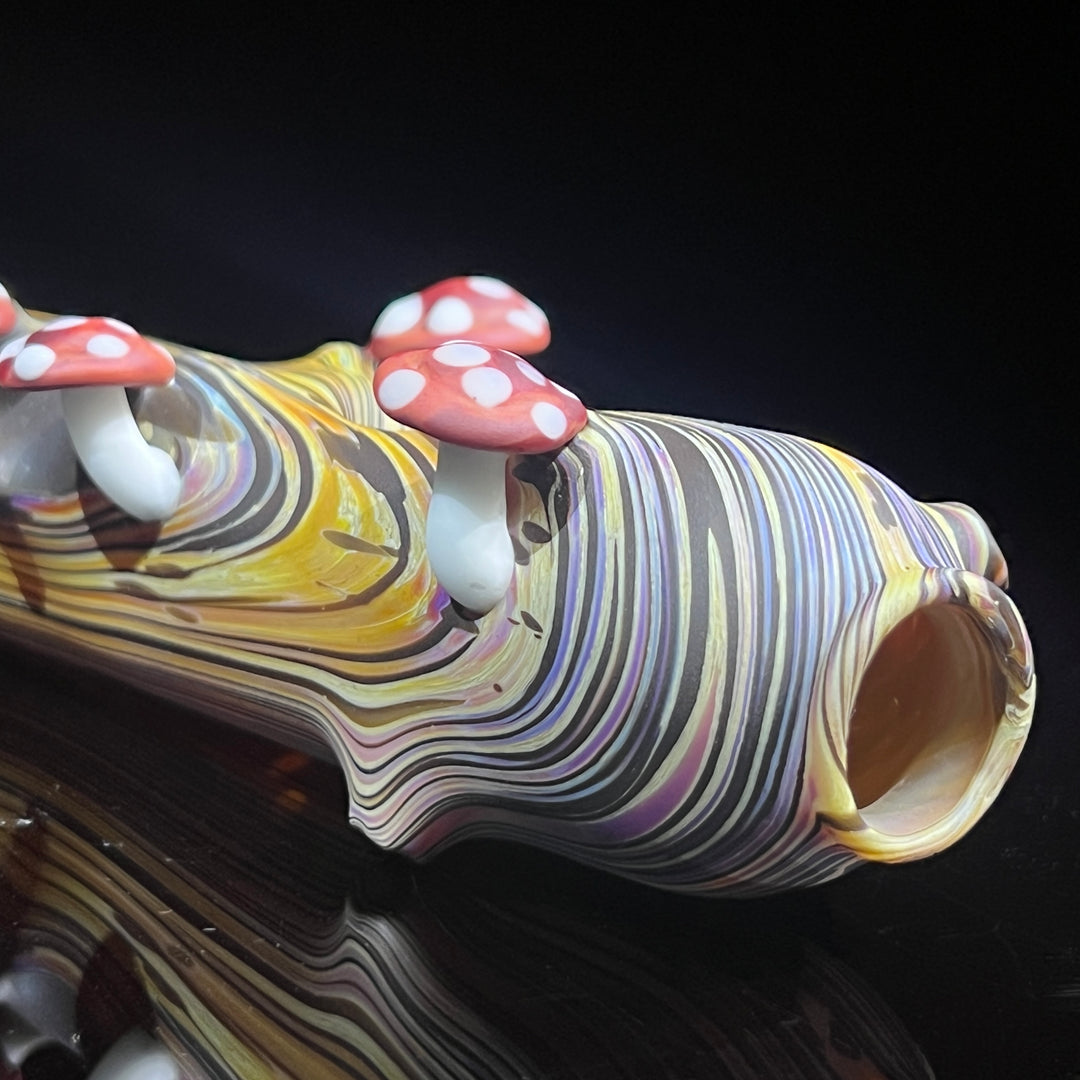 Wood Grain Mushroom Steam Roller Glass Pipe Wazoo Glass