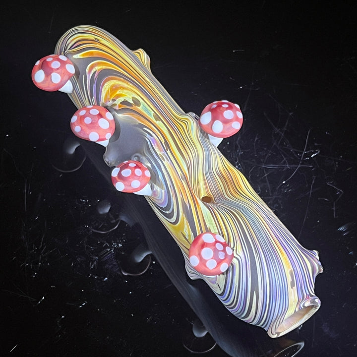 Wood Grain Mushroom Steam Roller Glass Pipe Wazoo Glass