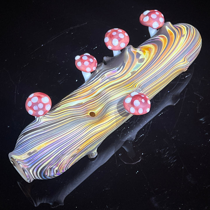 Wood Grain Mushroom Steam Roller Glass Pipe Wazoo Glass