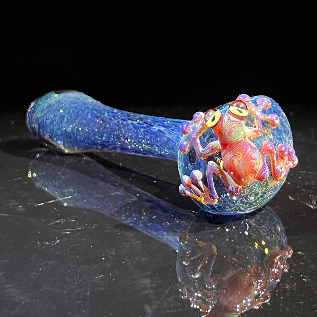 Blue Sea Sparkle Frog Spoon Glass Pipe Beezy Glass   