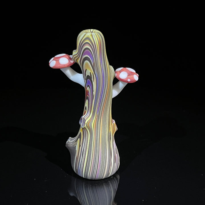 Woodgrain Mushroom Chillum Glass Pipe Wazoo Glass