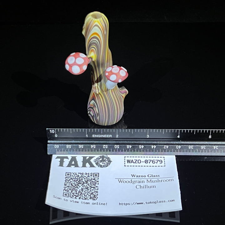 Woodgrain Mushroom Chillum Glass Pipe Wazoo Glass