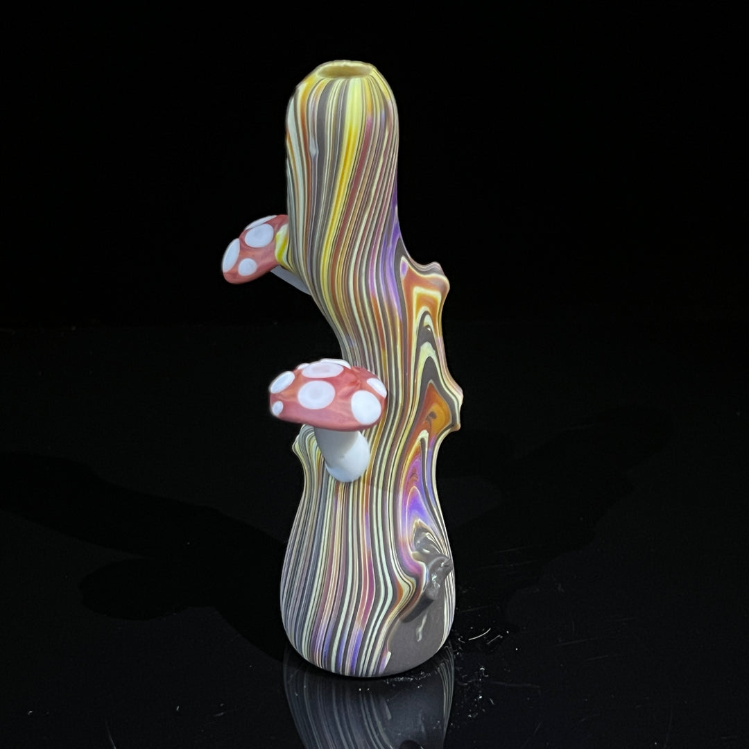 Woodgrain Mushroom Chillum Glass Pipe Wazoo Glass