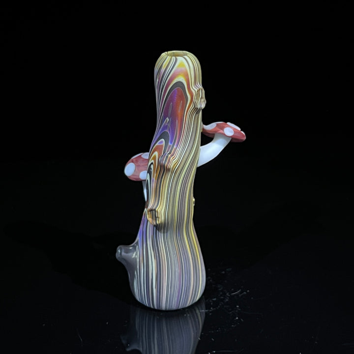 Woodgrain Mushroom Chillum Glass Pipe Wazoo Glass