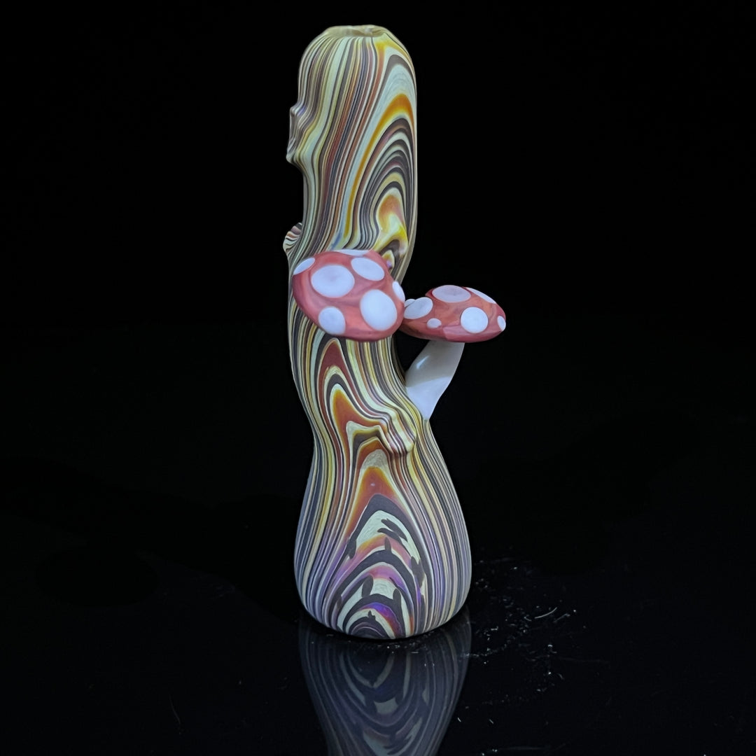 Woodgrain Mushroom Chillum Glass Pipe Wazoo Glass