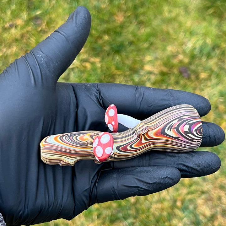 Woodgrain Mushroom Chillum Glass Pipe Wazoo Glass