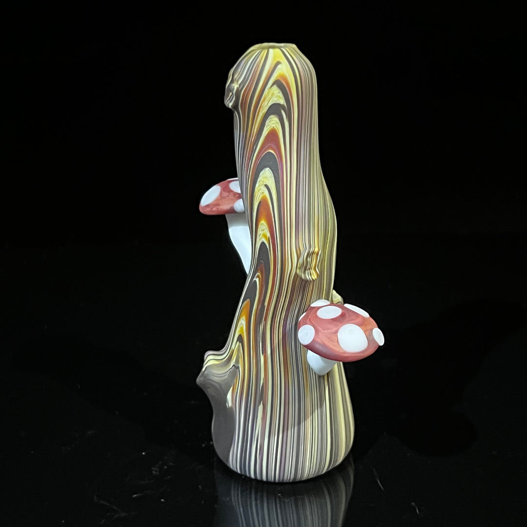 Wood Grain Mushroom Chillum Glass Pipe Wazoo Glass