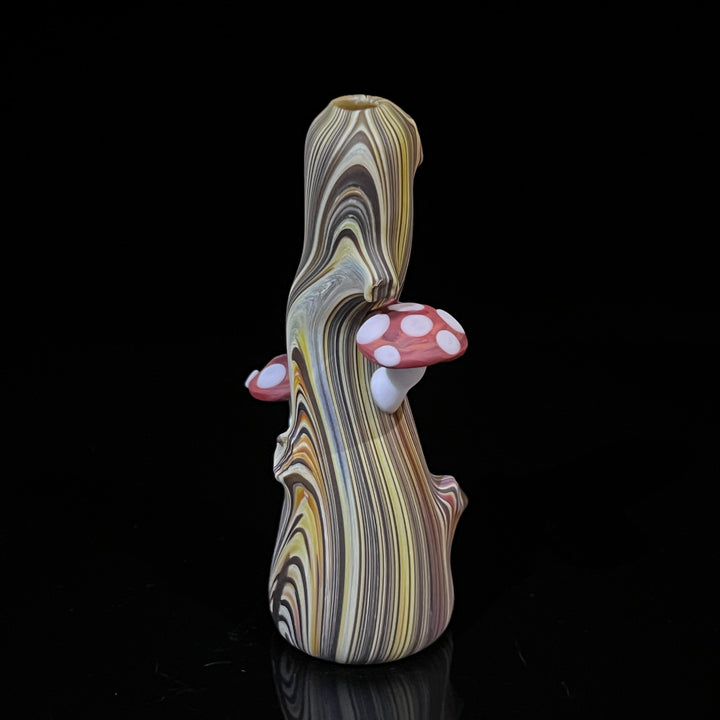 Wood Grain Mushroom Chillum Glass Pipe Wazoo Glass