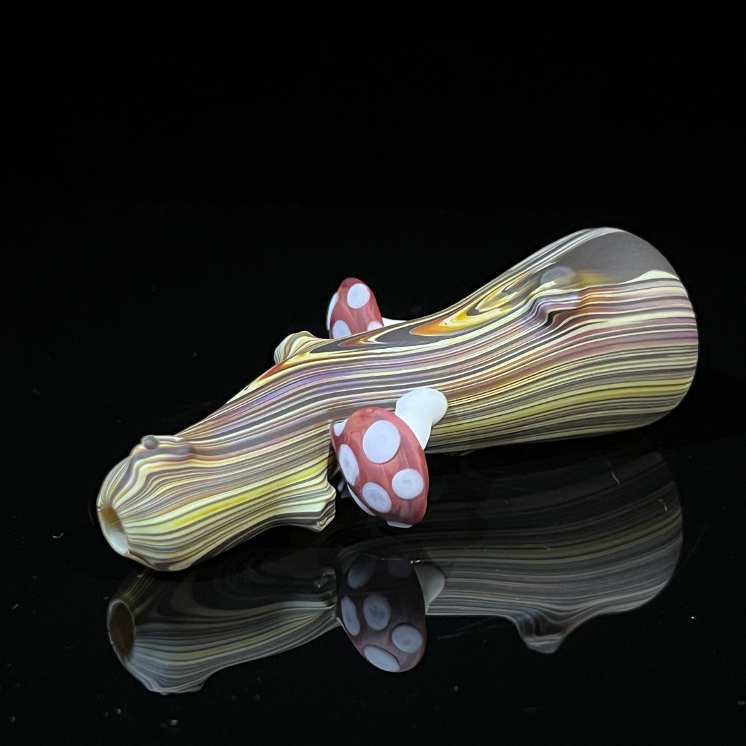 Wood Grain Mushroom Chillum Glass Pipe Wazoo Glass