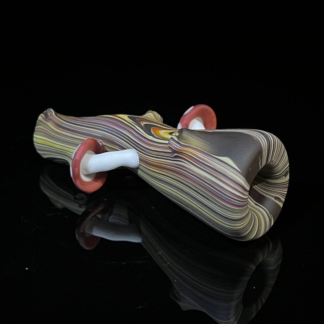 Wood Grain Mushroom Chillum Glass Pipe Wazoo Glass