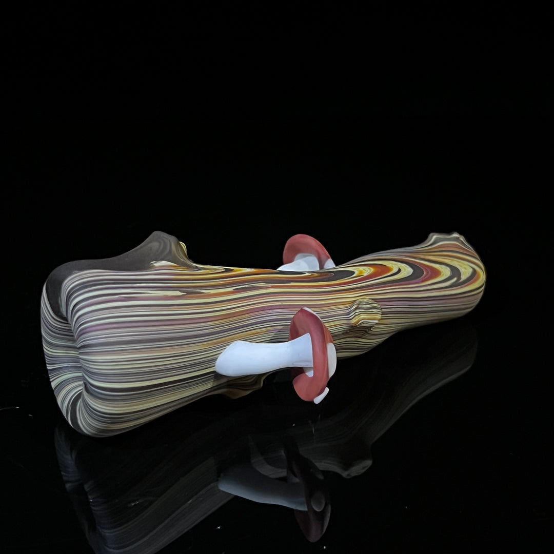 Wood Grain Mushroom Chillum Glass Pipe Wazoo Glass