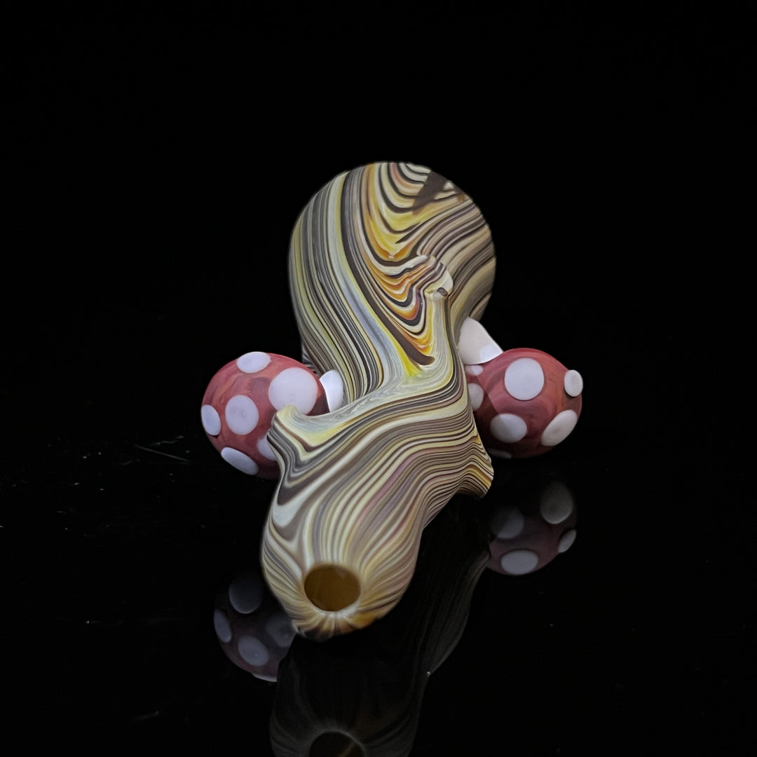 Wood Grain Mushroom Chillum Glass Pipe Wazoo Glass