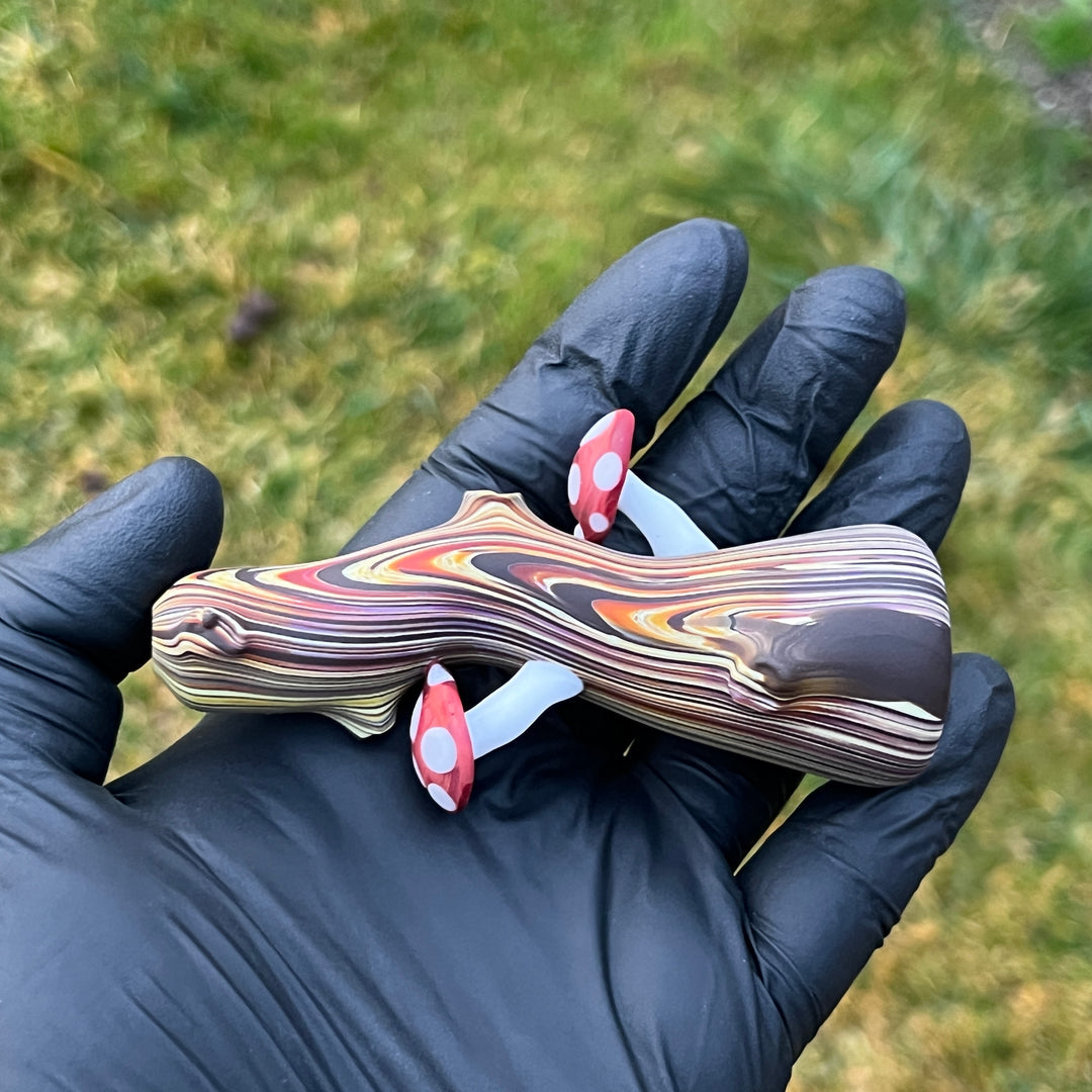 Wood Grain Mushroom Chillum Glass Pipe Wazoo Glass