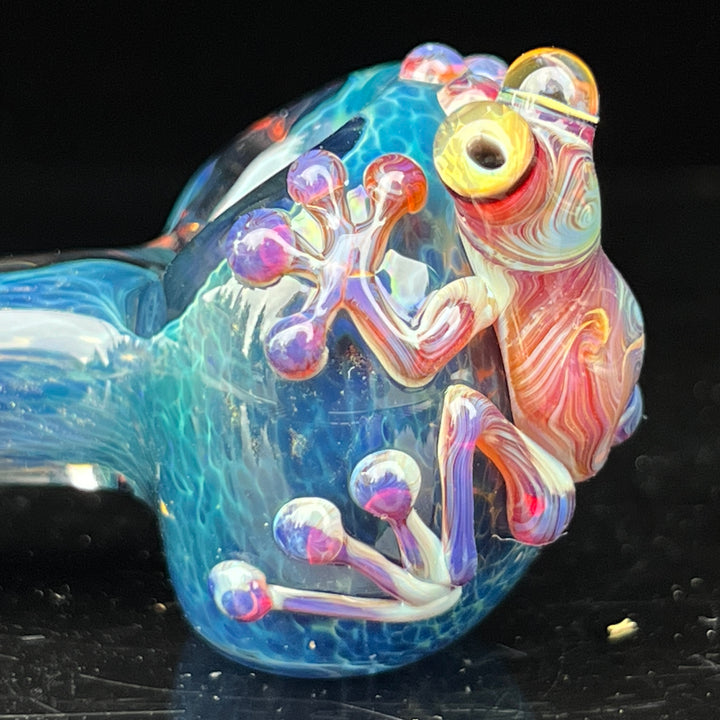 Blue Sea Sparkle Frog Spoon Glass Pipe Beezy Glass   