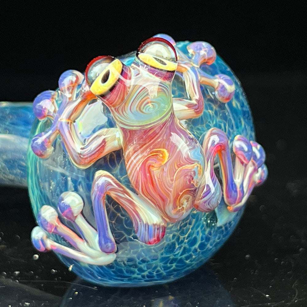 Blue Sea Sparkle Frog Spoon Glass Pipe Beezy Glass   