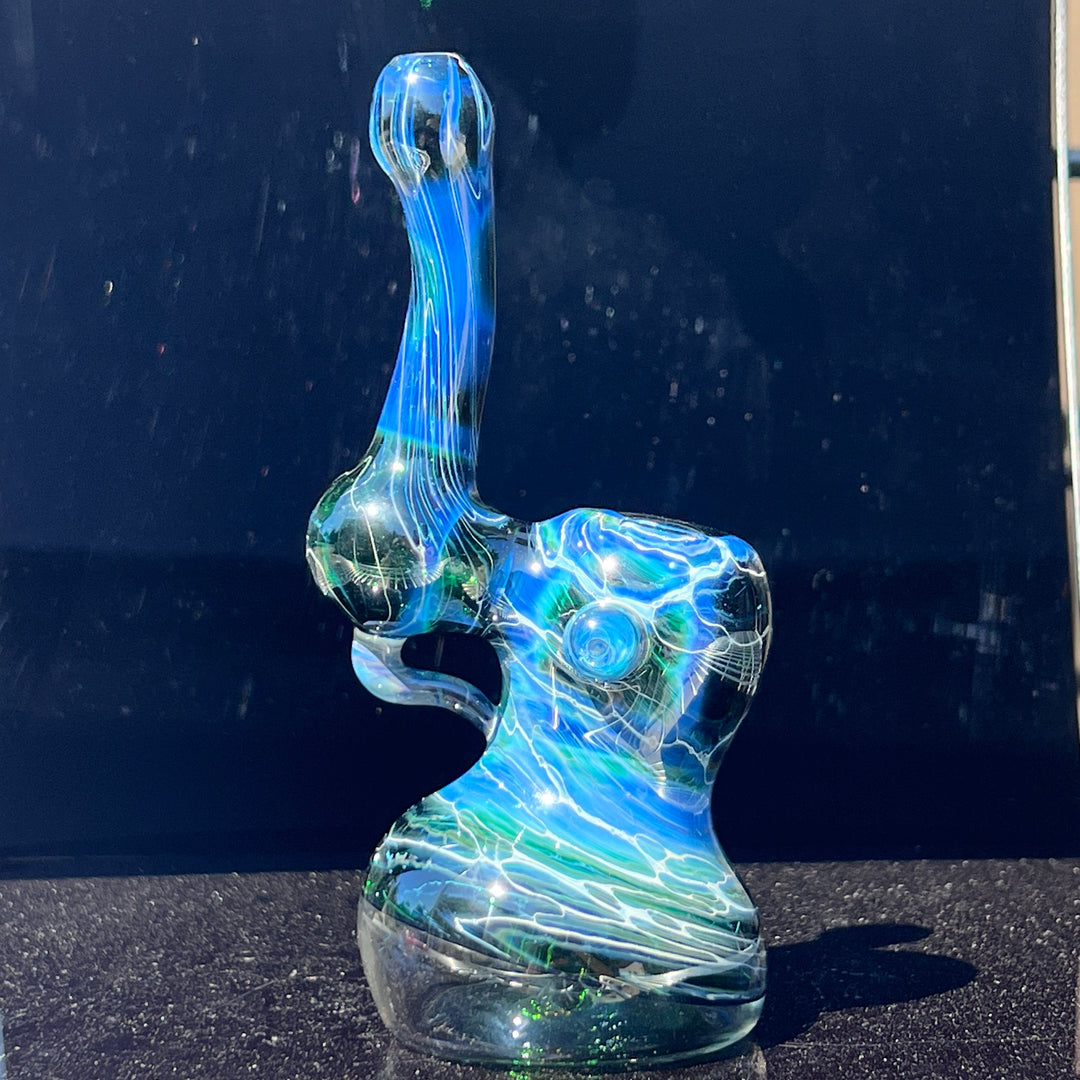 Exp Green Marble Bubbler Glass Pipe Sable Haze   