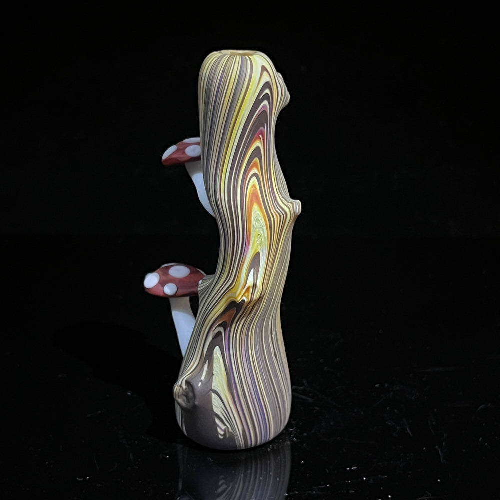 Wood Grain Mushroom Chillum Glass Pipe Wazoo Glass