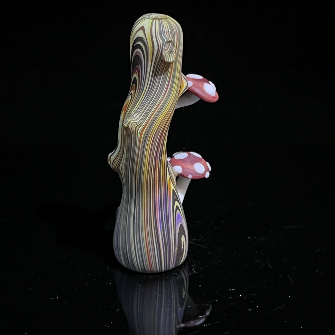 Wood Grain Mushroom Chillum Glass Pipe Wazoo Glass