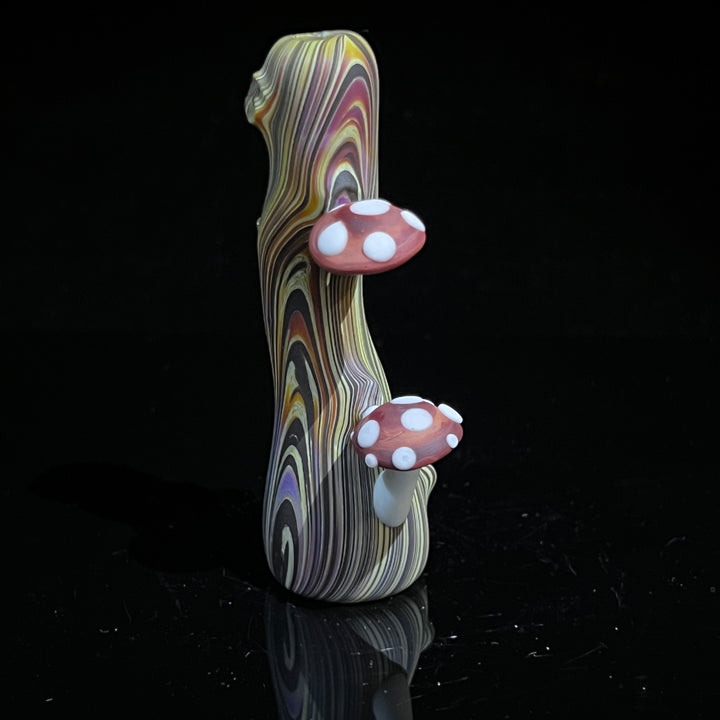 Wood Grain Mushroom Chillum Glass Pipe Wazoo Glass