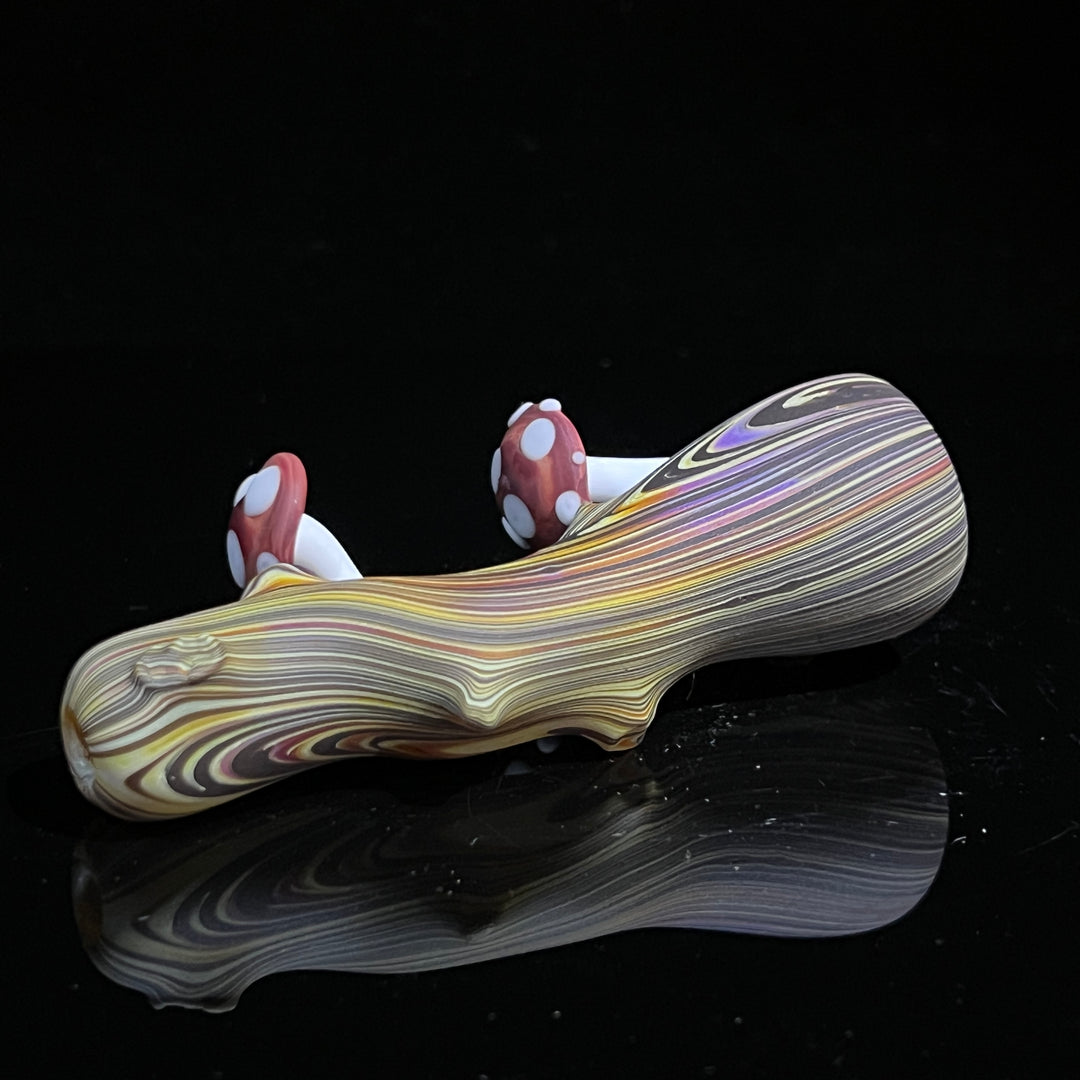 Wood Grain Mushroom Chillum Glass Pipe Wazoo Glass