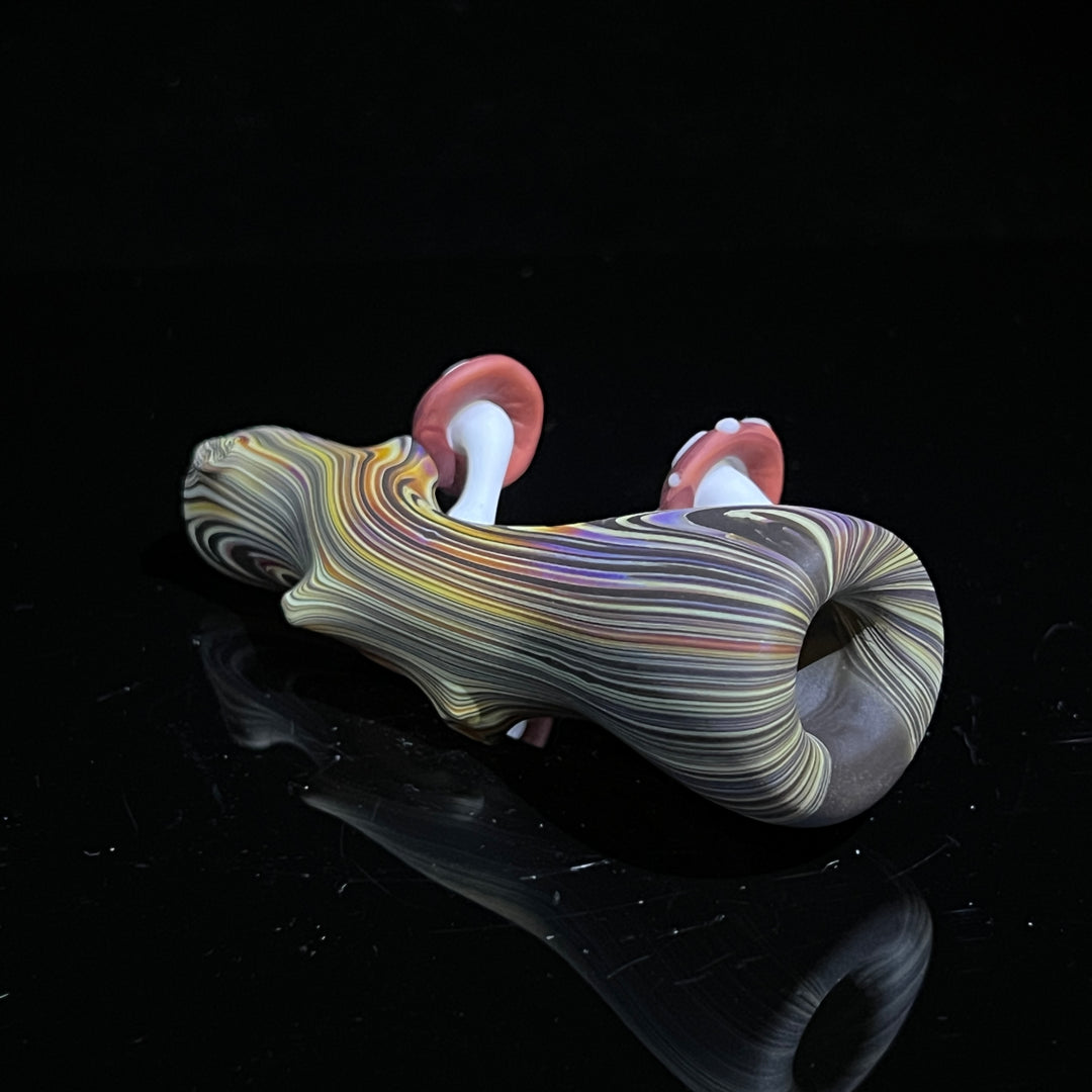 Wood Grain Mushroom Chillum Glass Pipe Wazoo Glass