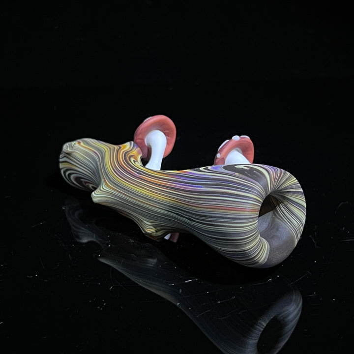 Wood Grain Mushroom Chillum Glass Pipe Wazoo Glass