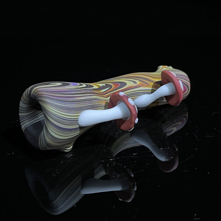 Wood Grain Mushroom Chillum Glass Pipe Wazoo Glass