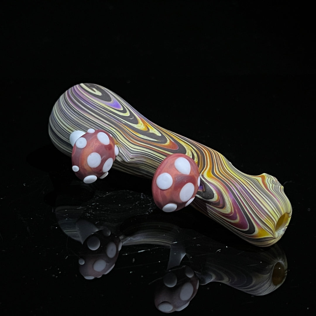 Wood Grain Mushroom Chillum Glass Pipe Wazoo Glass