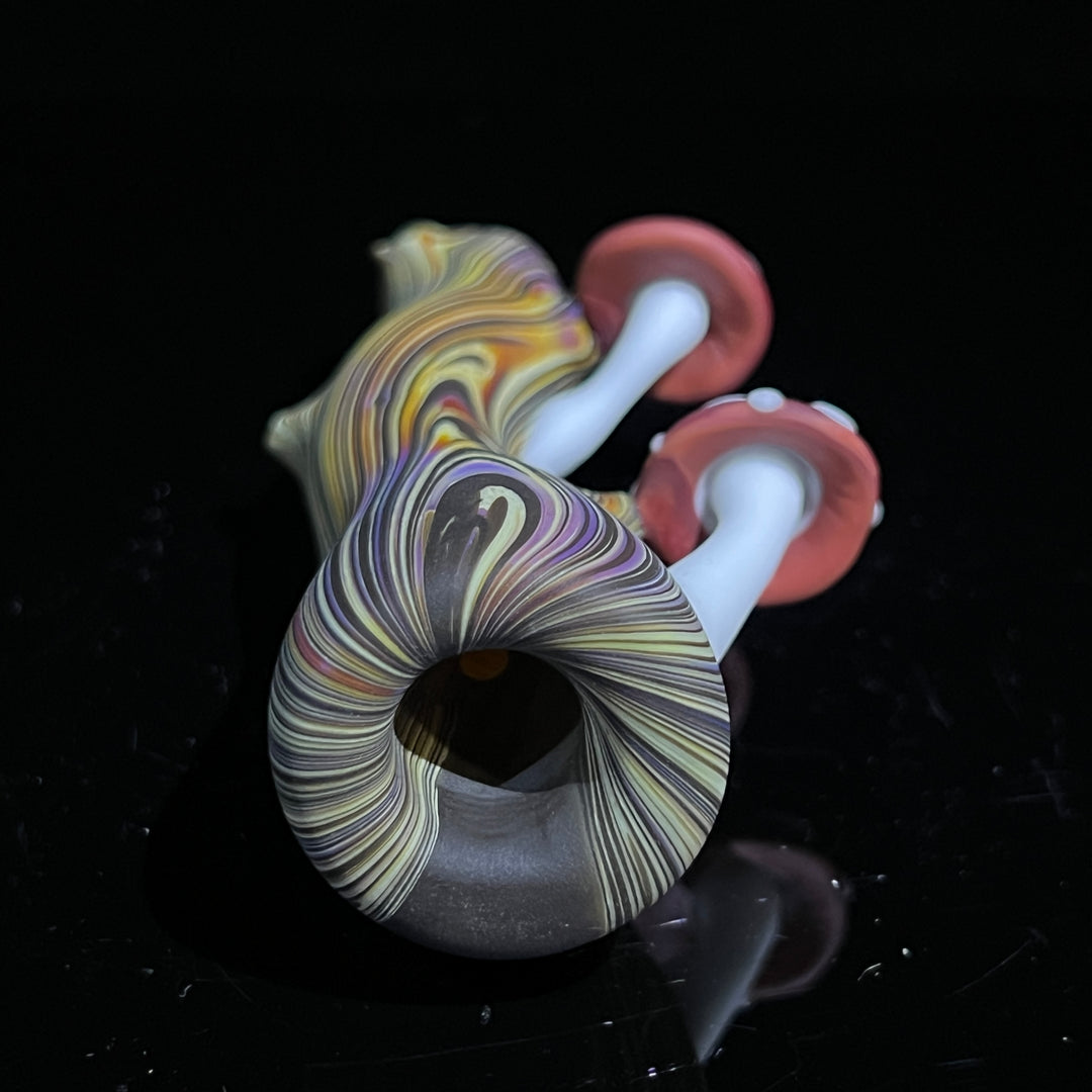 Wood Grain Mushroom Chillum Glass Pipe Wazoo Glass