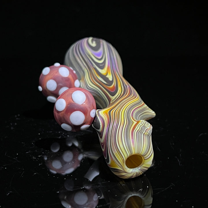 Wood Grain Mushroom Chillum Glass Pipe Wazoo Glass