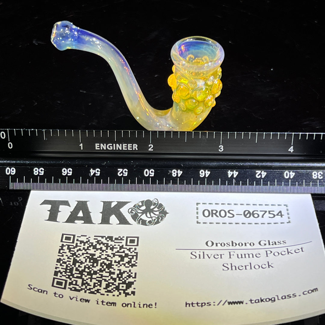 Silver Fume Pocket Sherlock Glass Pipe Orosboro Glass   