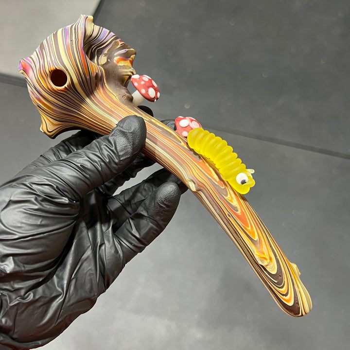 Wood Grain Caterpillar Gandalf Pipe Glass Pipe Wazoo Glass