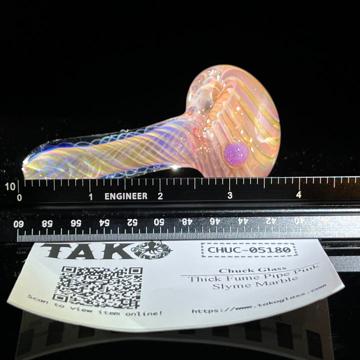 Thick Fume Pipe Pink Slyme Marble Glass Pipe Chuck Glass   