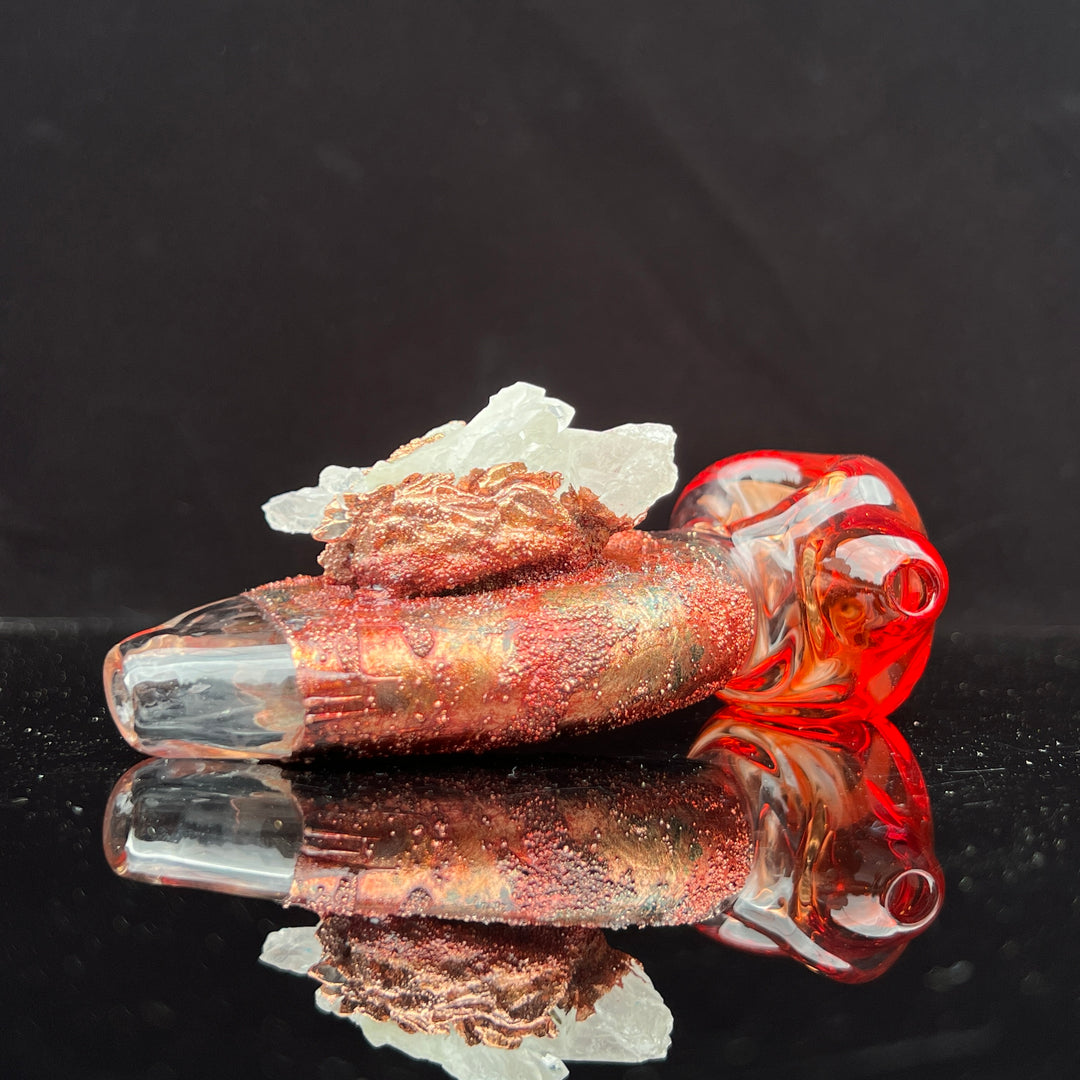 Electroformed White Quartz Glass Pipe - Left Handed Glass Pipe TG   